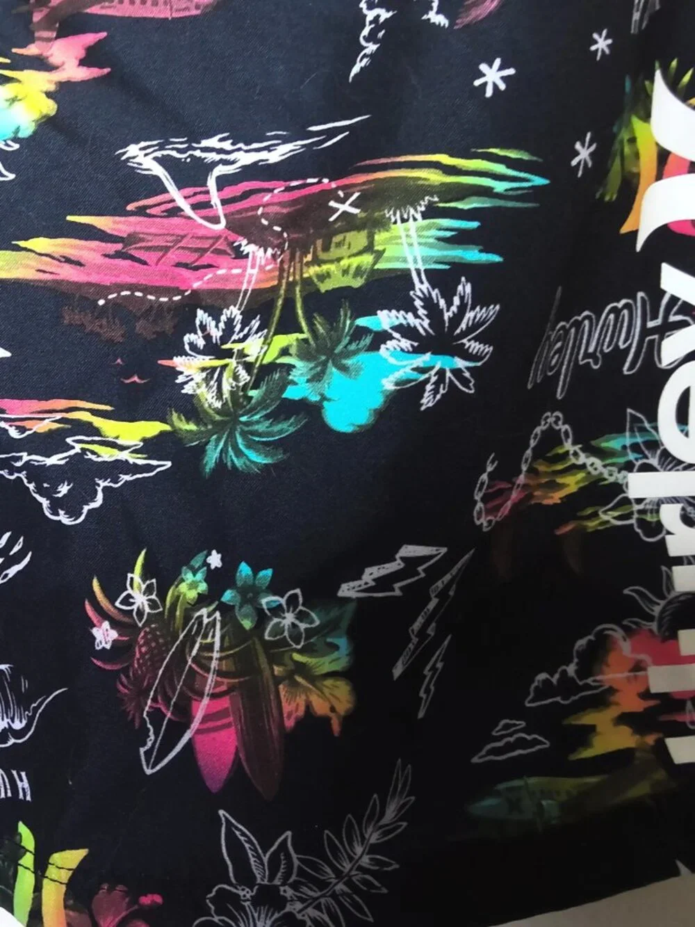 Hurley Boy's Board Shorts Tropical Floral Surf Skull Palm Tree Print Sz 14 / 27